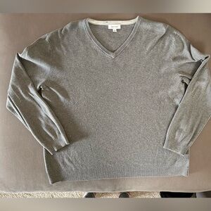 Calvin Klein V Neck Sweater Mens Large Gray Cotton modal flawed